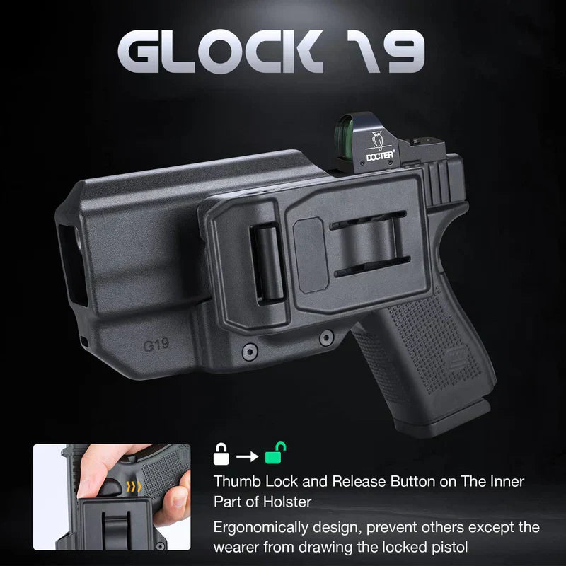 Polymer Red Dot Optics Cut Level II OWB Holster | G19/23/32/44(Gen3-5), G19X/45