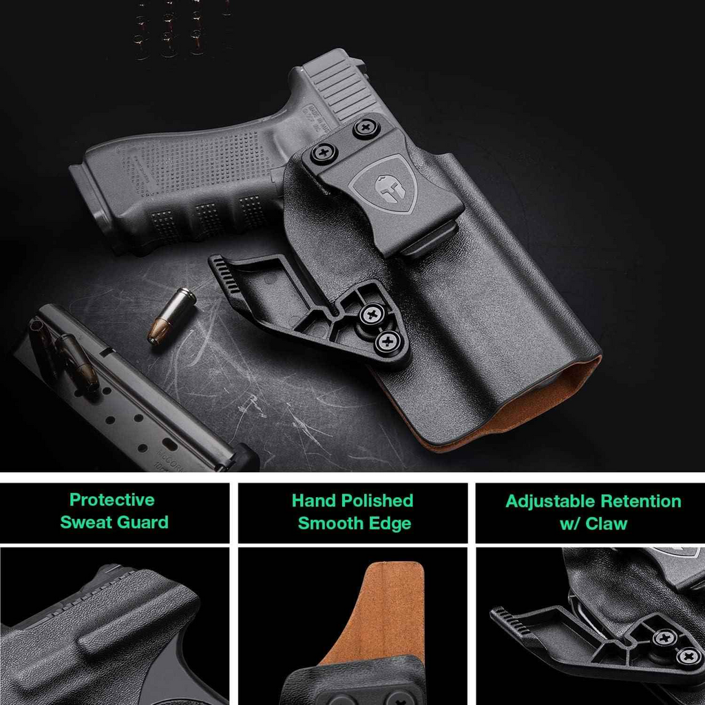 IWB Kydex & Leather Hybrid Holster with Optics Cut & Claw | G17 Gen3-5/G22/31 Gen(3-4)