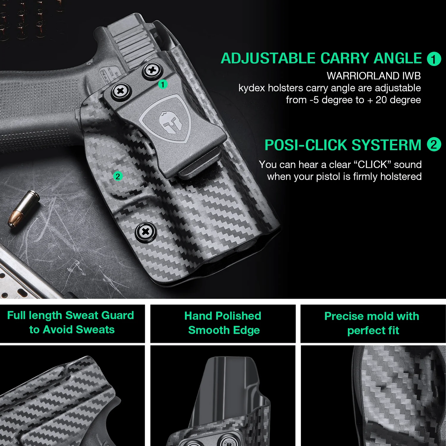 Carbon Fiber Kydex IWB Holster | Glock 43/43x