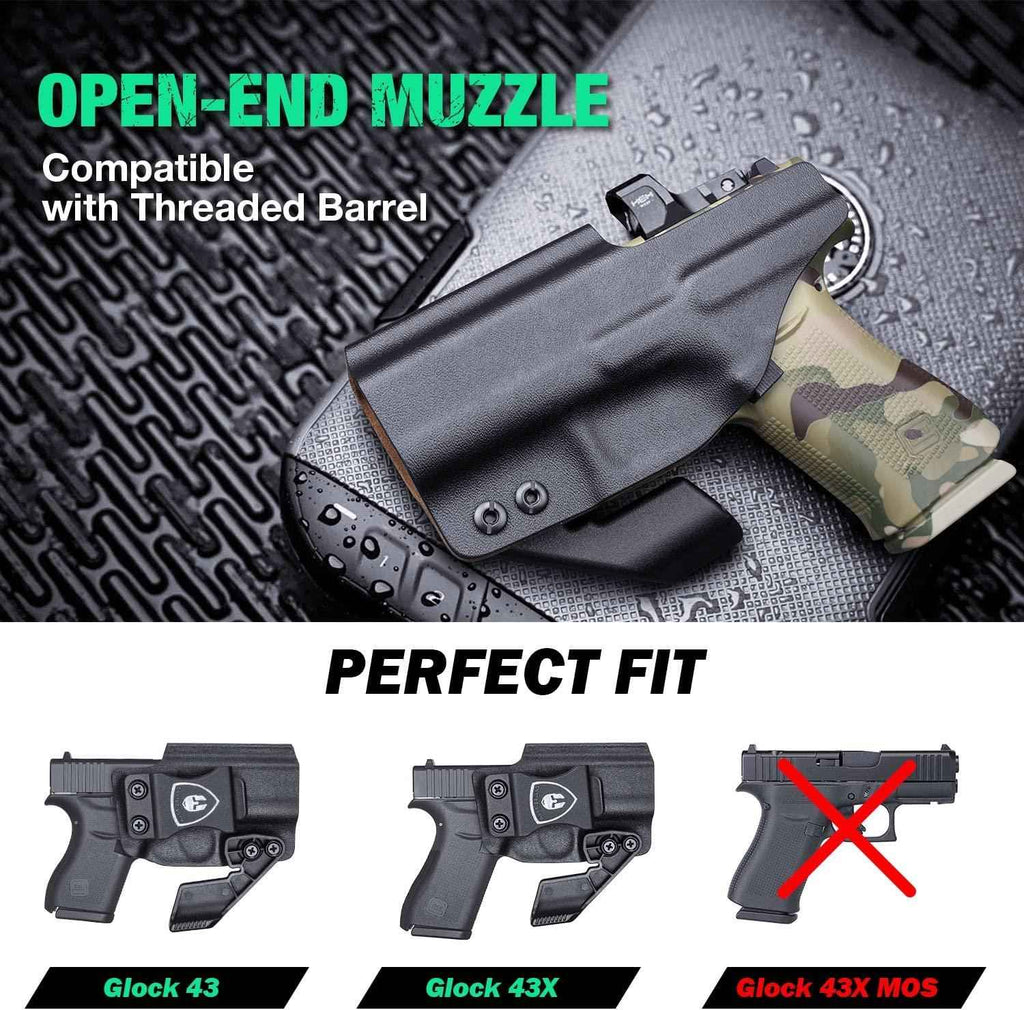 IWB Kydex & Leather Hybrid Holster with Optics Cut & Claw | G43/43X