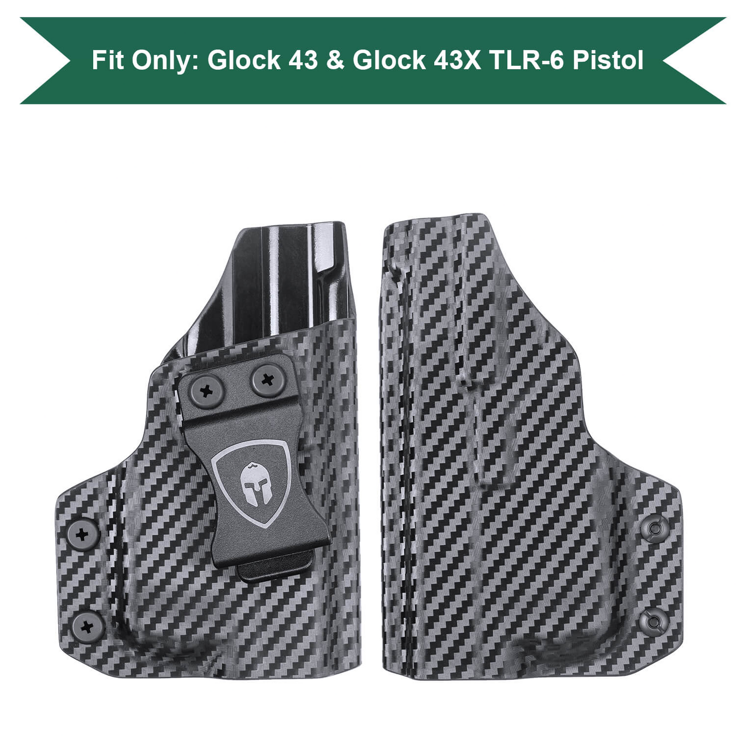 Carbon Fiber Kydex IWB Light Bearing, Trigger Guard TLR6 Appendix Concealment Holster | Glock 43/43X