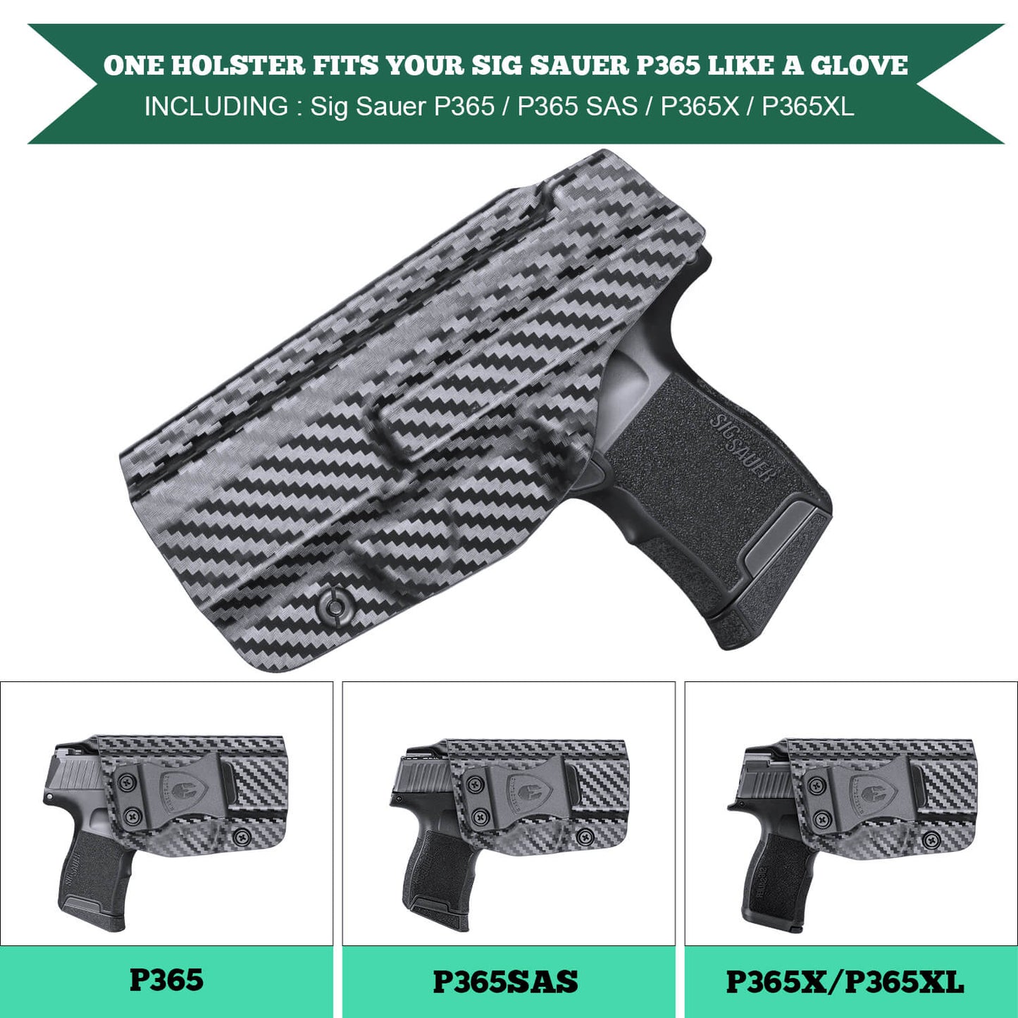 Carbon Fiber Kydex IWB Holster | Sig Sauer P365 / P365 SAS / P365X / SP365XL