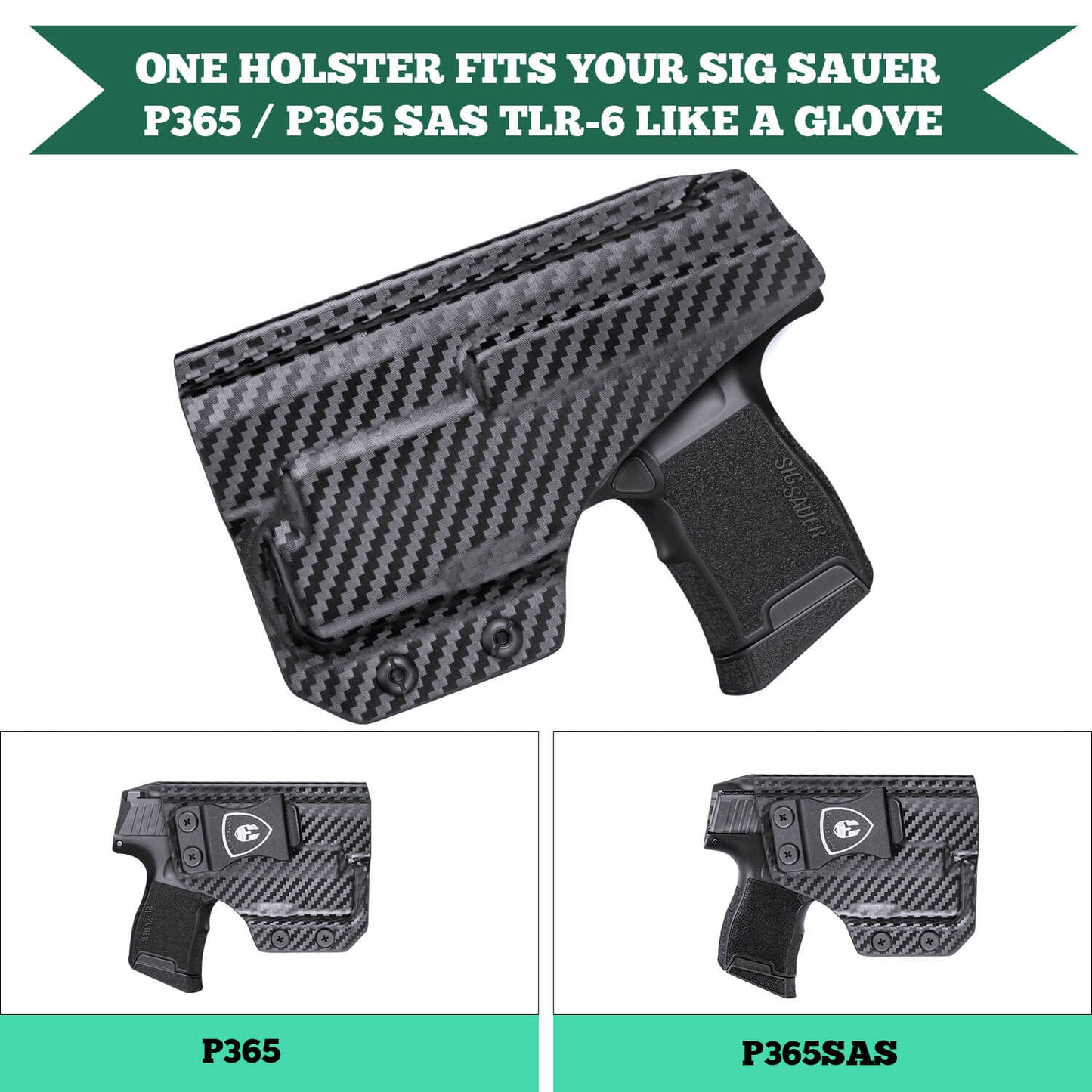 Carbon Fiber Kydex IWB TLR6 Holster | Sig Sauer P365 / P365 SAS / P365X / SP365XL