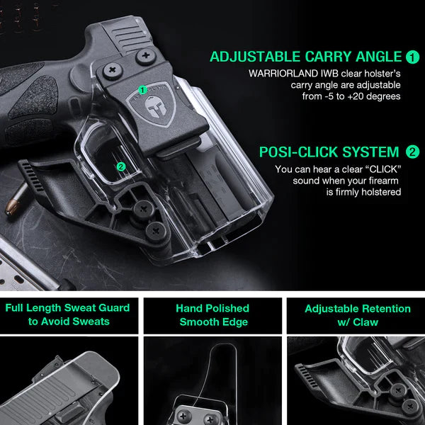 Clear Polymer IWB Holsters with Claw | Taurus G2C/G3C/Millennium PT111 G2/ PT140 Red Dot Optics Cut