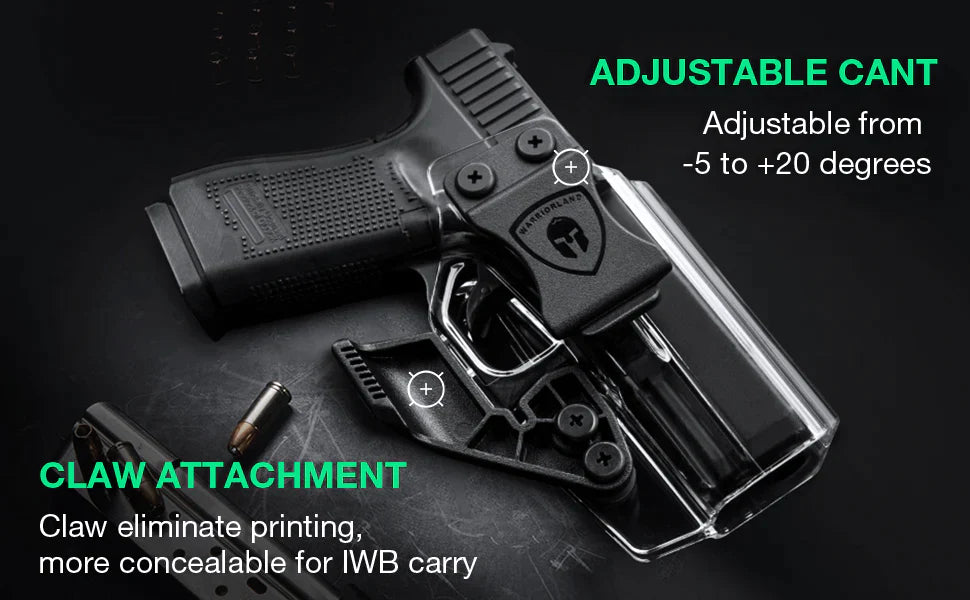 Clear Polymer IWB Holsters with Claw | G17/19/19X/23/32/44/45 Red Dot Optics Cut Appendix Concealment Carry Trigger Guard